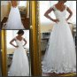 Custom Made Cap Sleeves White Lace Tulle Wedding Dress,A Line Beach Bridal Wedding Gown(PD011)