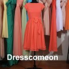 Custom Made  Chiffon  Scoop  Short Bridesmaid Dress, Short Sleeves Prom Dress ,Prom Dress