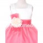 Custom Made Square Two Colors Flower Girl Dress,Long Organza Communion Pageant Dress
