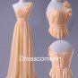 A-line One-shoulder Flower Chiffon Long Homecoming Dress, Long Bridesmaid Dress
