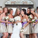 Shiny Champagne Sequin Short Bridesmaid Dress,Above Knee Length Cheap Bridesmaid Dress,Prom Dress