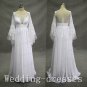 New arrival Long horn sleeves lace chiffon See throgh long wedding dresses,bridal wedding gown,