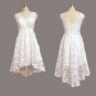 Vintage Lace Front Short Long Back Beach Wedding Dress,High Low Short Bridal Wedding Gown