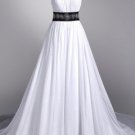 Strapless White Chiffon Back Belt Beach Wedding Dress,Hot Sales Cheap Bridal Wedding Gown