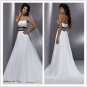 Strapless White Chiffon Back Belt Beach Wedding Dress,Hot Sales Cheap Bridal Wedding Gown