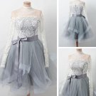 Sexy A-Line Tulle Scoop Neckline Ball Gown With Appliques Homecoming Dresses H01