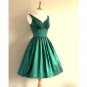 Elegant Sleeveless Satin V-neck Neckline Short Length A-line Homecoming Dress H04