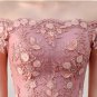 Elegant A-line Off-Shoulder Floor-Length Tulle Appliqued Beaded Prom Dresses P01