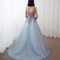 Chic Tulle Sweetheart Neckline Sweep Train A-line Prom Dresses With Appliques P04
