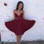 Elegant Sleeveless Simple Knee Length Cheap Short Red Homecoming Dresses H08