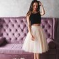 Sexy Two Piece Halter Tulle Short Sleeveless A-Line Homecoming Dress H11