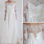 Gorgeous Off Shoulder Long Sleeve Cheap Lace A-line Wedding Dress W06