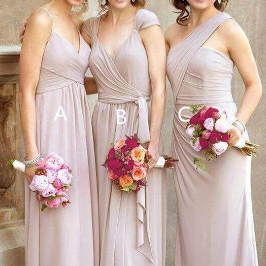 Charming Simple Chiffon Pink Floor Length Bridesmaid Dresses B04