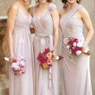 Charming Simple Chiffon Pink Floor Length Bridesmaid Dresses B04