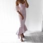 Sexy Lace Off Shoulder Short Sleeve Soft Satin Bridesmaid Dresses B09