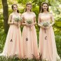 Impressive Sweet Heart Chiffon Lace Short Sleeve Straight Neck Half Sleeve Bridesmaid Dresses B12