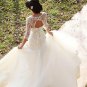Elegant 3/4-Length Sleeve Ivory Bowknot Tulle with Lace Wedding Dress W12