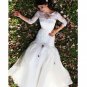 Elegant 3/4-Length Sleeve Ivory Bowknot Tulle with Lace Wedding Dress W12