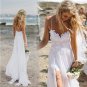 Charming Spaghetti Straps Lace Ivory Simple Beach Sleeveless Bridal Gown W14