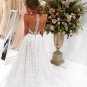 Simple A-line V-neck Sweep TrainBridal Gown Lace Wedding Dress W16