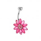 Pink Gem Gerber Daisy Belly Ring