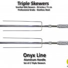 Triple - Set of 2 Brazilian Skewers for BBQ 28" -  Aluminum Handle