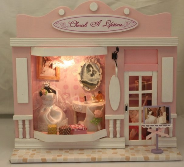 Wooden Dollhouse Miniatures DIY Kits Wedding shop