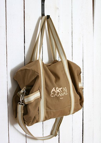 Recycled Canvas shoulder Tote Messenger Bag - Brown color