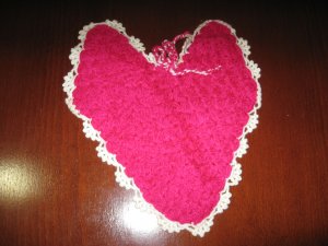 Heart shaped crochet washcloth
