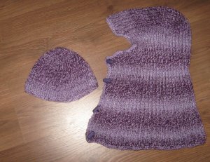 Handmade knit child hat for your child and hood for you