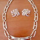 Silver, Gold Dragonfly Swirl Necklace & Earrings Set