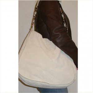Prada extra large white suede hobo bag with authenticity card