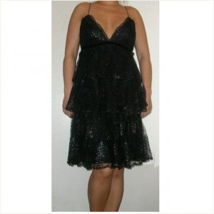 Marchesa NWOT layered ruffle mylar thread dress