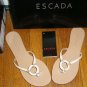 Escada $590 NEW BOX rhinestone and leather flip flops 6