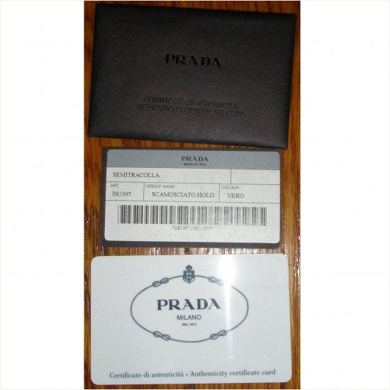Prada classic black suede shoulder bag with authenticity card