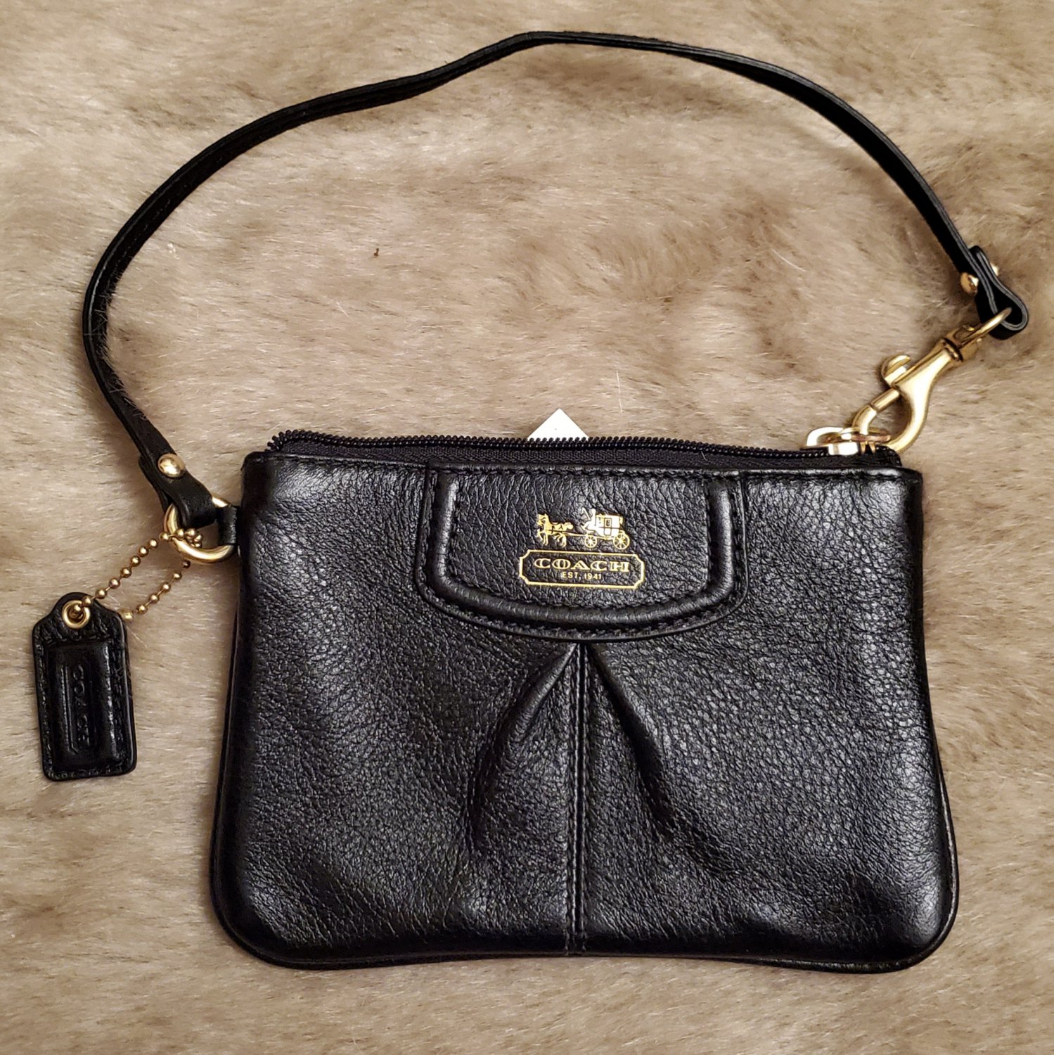 Brand New Coach classic black wristlet