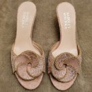 Badgley Mischka beaded floral swirl baroque damask kitten heels