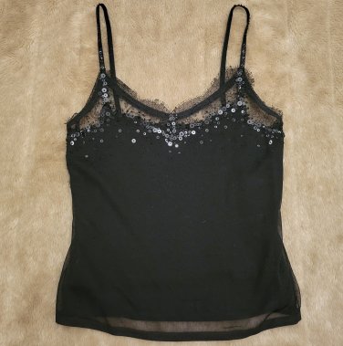 Escada sequin and lace layered wool camisole tank