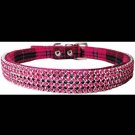 NEW tags pink rhinestone and buffalo plaid dog or cat collar One Tail Four