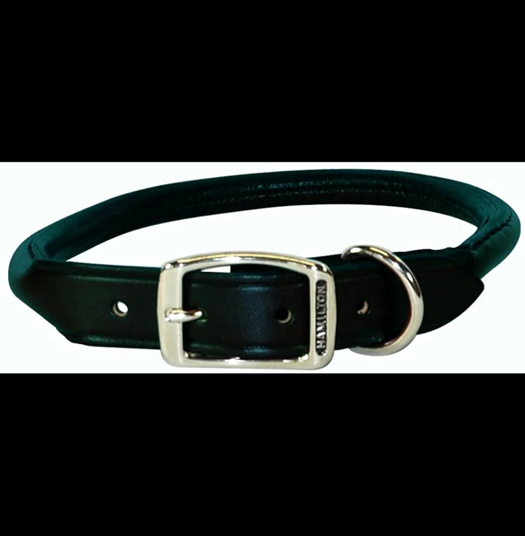 NEW Hamilton 3/4" x 20" Black Rolled Leather Dog Collar