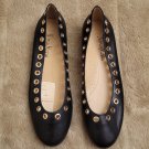 NEW tags Neiman Marcus large grommet leather ballet flats