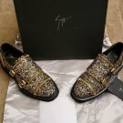 NEW box GIUSEPPE ZANOTTI Hilary zip-detailed glittered leather loafers