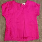 Worn once Doo. Ri Barbie pink all silk blouse with layers of raw silk