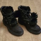 JIMMY CHOO Elba Suede Hiker Boot w/Fur Pompoms