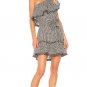 Zimmermann Paradiso gingham tassel one shoulder dress in black check