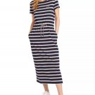 Barbour Striped Bayside Drawcord-Waist Midi Dress