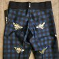 NEW tags Ultracor metallic gold bees on teal plaid ultra high leggings
