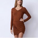 NEW Tags Monrow Supersoft V Neck Dress With Ruched Skirt