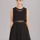Maje Foleda Lace Insert Swing Skirt Dress