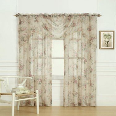 NEW Package Laura Ashley Stowe Sheer Curtain with Rod Pocket, Panel Measures 72"